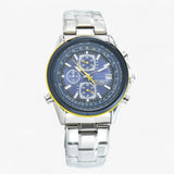 Functioneel pilotenhorloge voor heren, stalen kast, zwarte leren band
