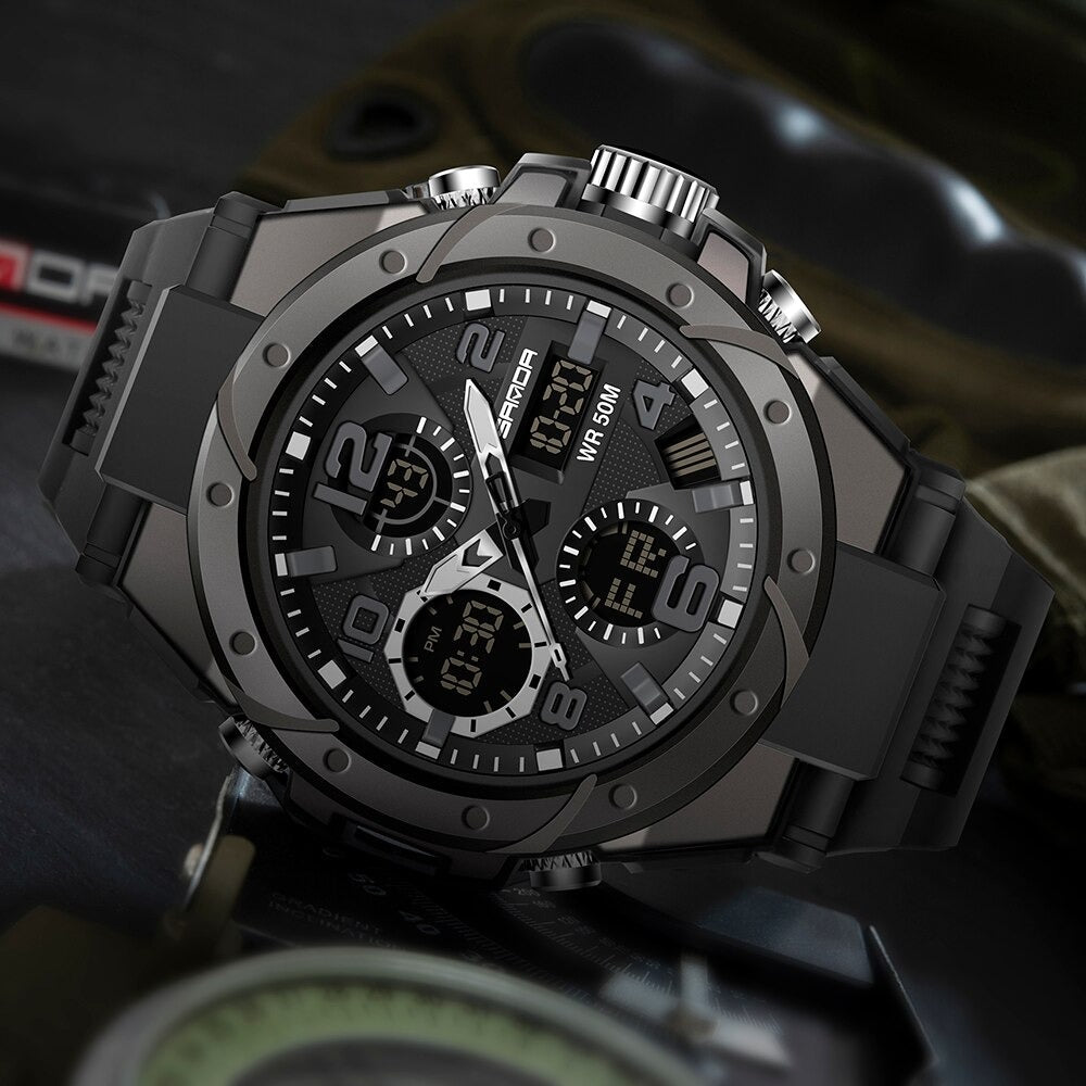Orologio da Uomo Nero Militare - Impermeabile Analogico Orologio da Polso con Quadrante Multifunzione