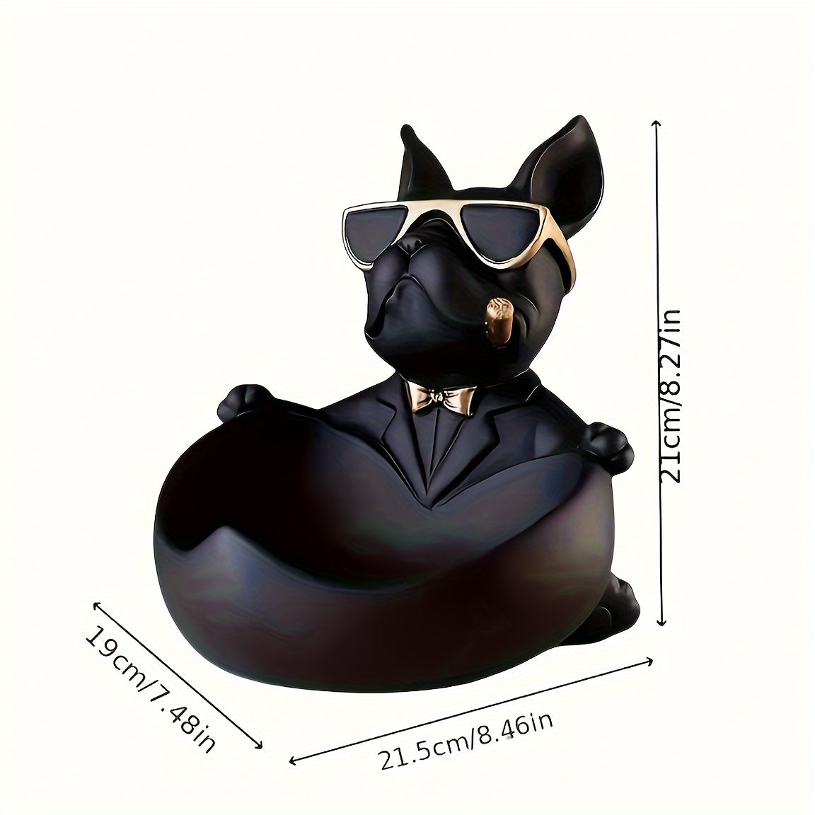 Vassoio Decorativo Bulldog Nero in Resina, Moderno Porta Oggetti e Gioielli - - aitest bulldog casa Decoratie decorazione home & garden portaoggetti vassoio vassoio portaoggetti - Concept Palermo