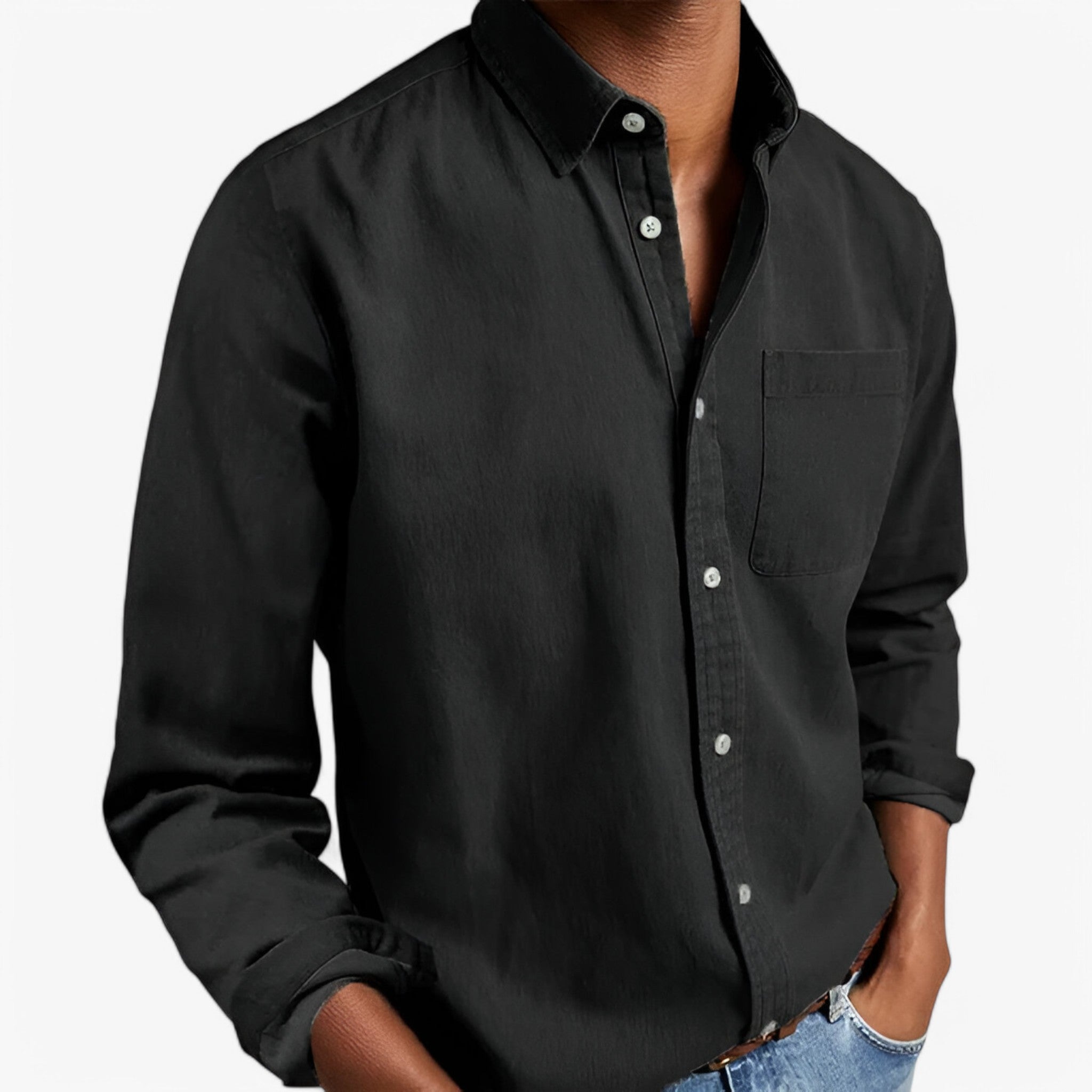 Camicia Cargo Uomo Resistente in Cotone con Tasche Multiple, Maniche Lunghe - Nero - camicia camicia cargo cargo men's top clothes resistente uomo - Concept Palermo