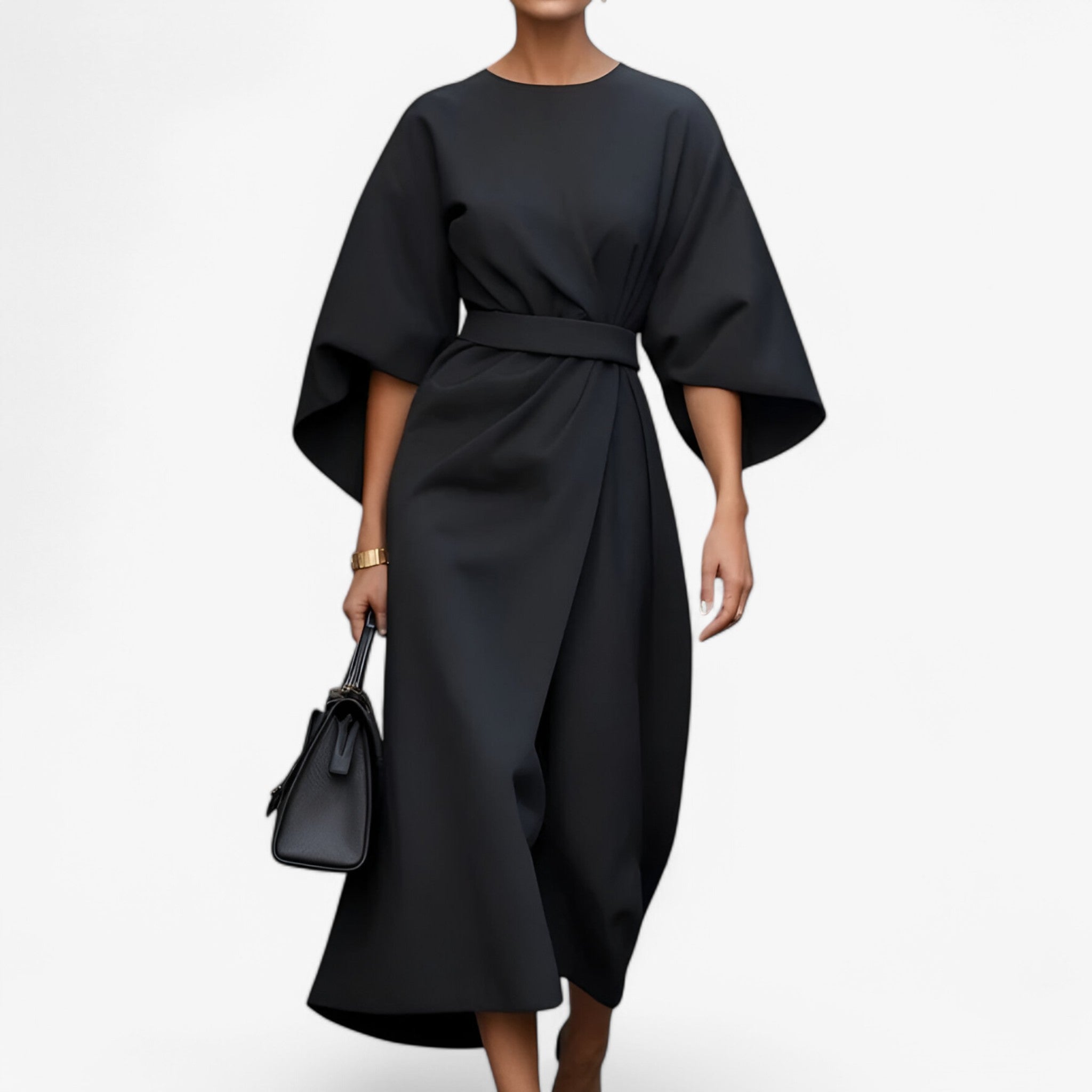 Abito Donna Asimmetrico Oro Elegante Moderno per Cerimonia e Occasioni Speciali - Nero - abito abito asimmetrico asimmetrico donna dresses - Concept Palermo
