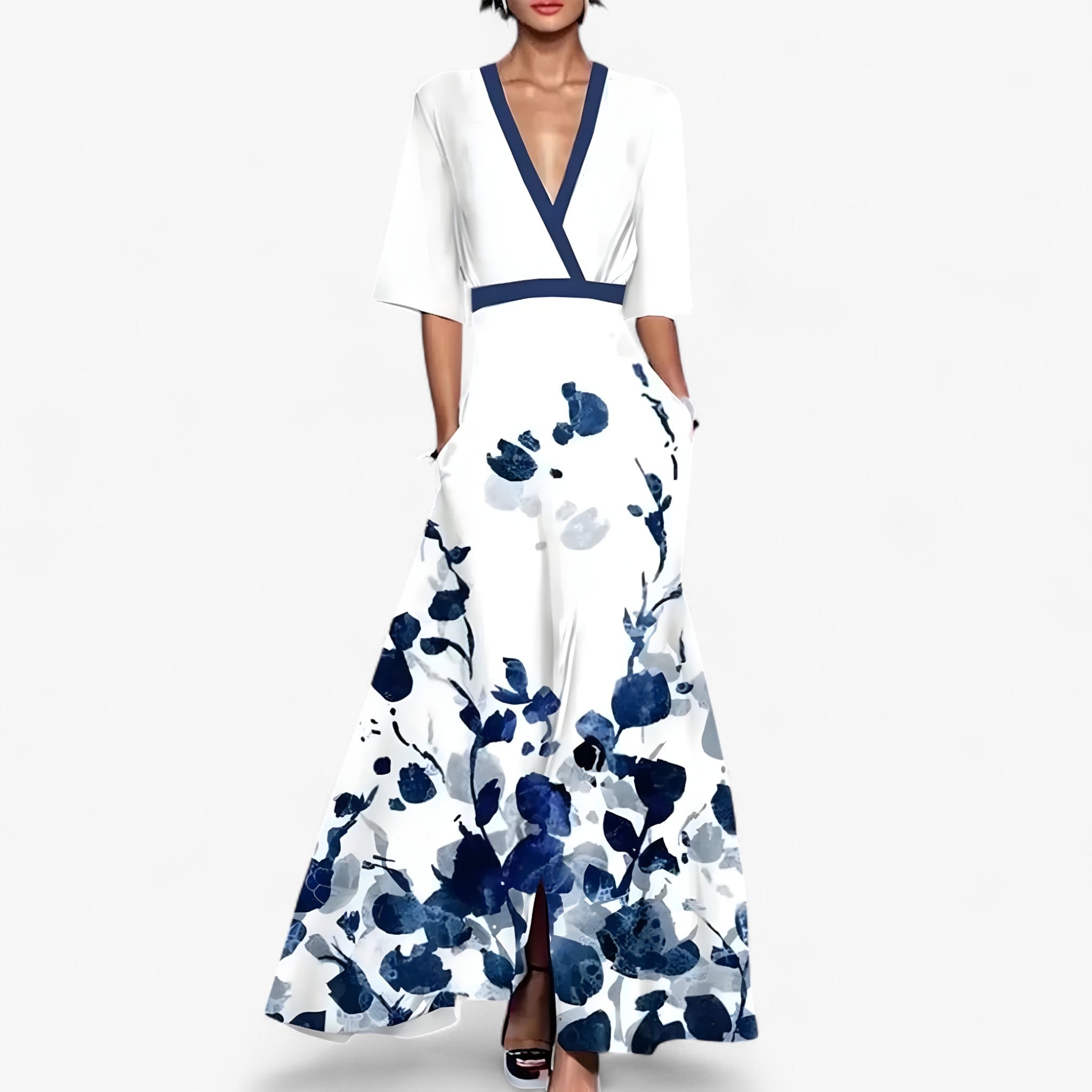 Vestito Donna Elegante in Maglia Morbida a Maniche Lunghe, Abito Casual per Ogni Giorno - Bianco - Blu - abito abito maniche AbitoElegante comfort donna dresses giorno maniche ModaItaliana ogni StileFemminile VestibilitàPerfetta VestitoLungo - Concept Palermo