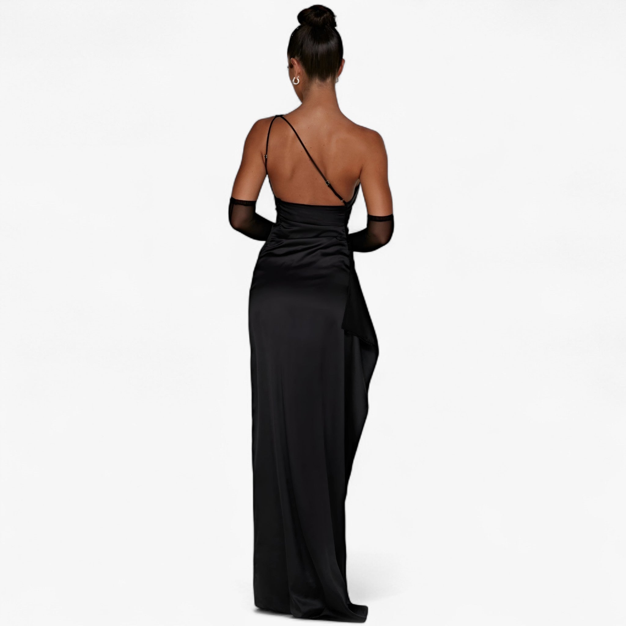 Abito da Sera in Satin, Asimmetrico con Spacco Alto Donna - - abito abito sera asimmetrico donna DRESS Dresses female dress satin sera spacco - Concept Palermo