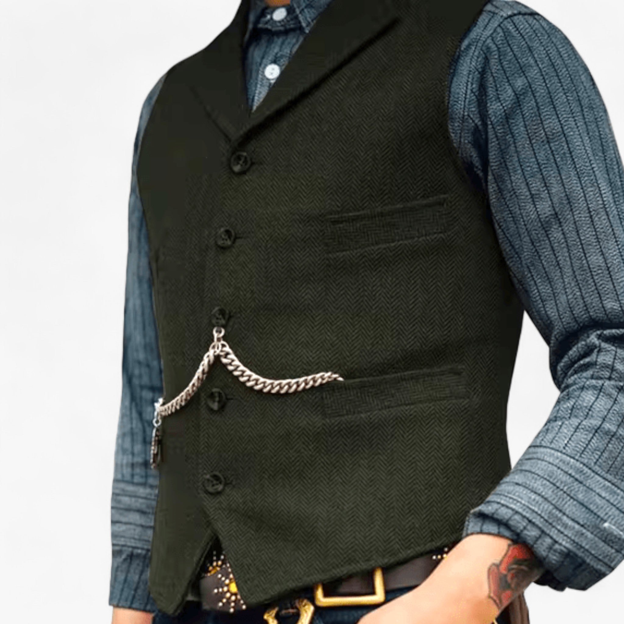 Gilet business in ottone - Eleganza senza tempo Lana Uomo - Verde militare - business eleganza gilet gilet business lana men's coats & jackets ottone tempo - Concept Palermo
