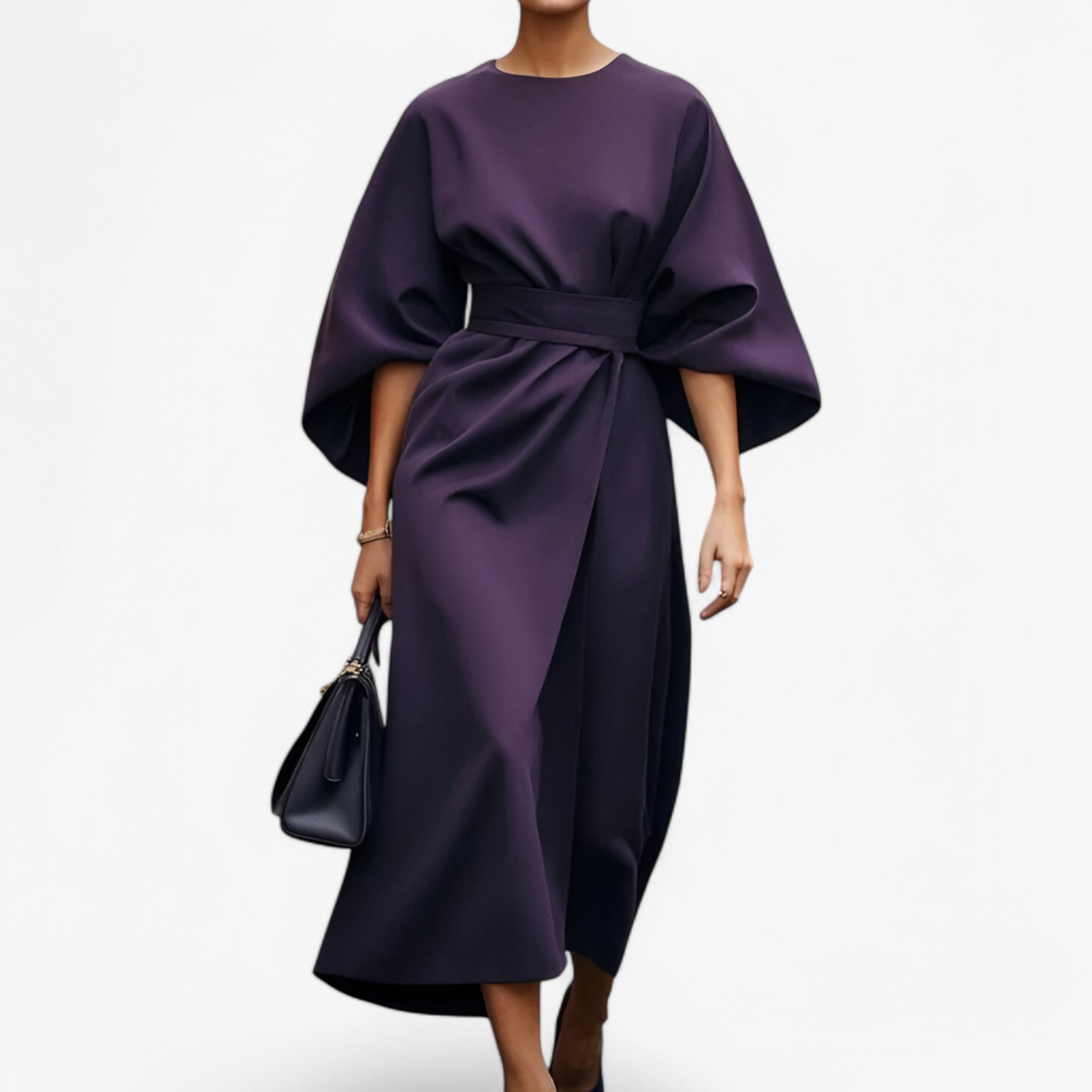 Abito Donna Asimmetrico Oro Elegante Moderno per Cerimonia e Occasioni Speciali - Viola - abito abito asimmetrico asimmetrico donna dresses - Concept Palermo