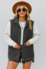 Casual vintage denim gilet met knopen
