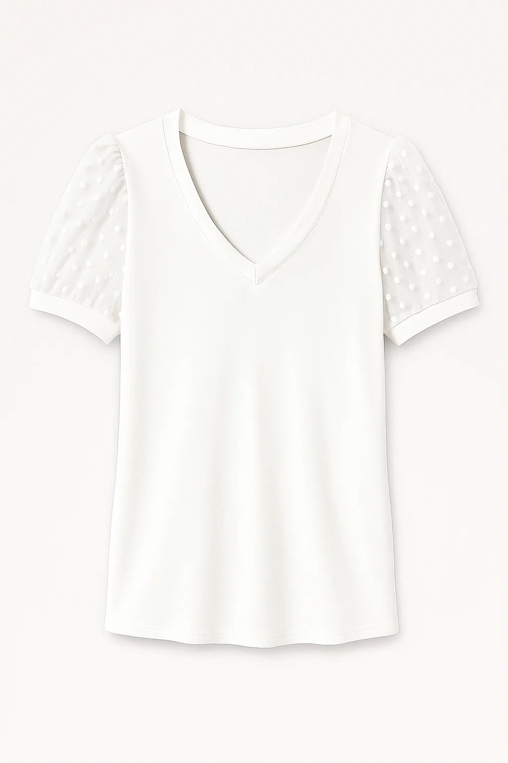 T-shirt a maniche a sbuffo e scollo a V Cotone - Bianco - cotone maniche puff sleeves sbuffo scollo shirt T-shirts v-neck tshirt women's top clothes - Concept Palermo
