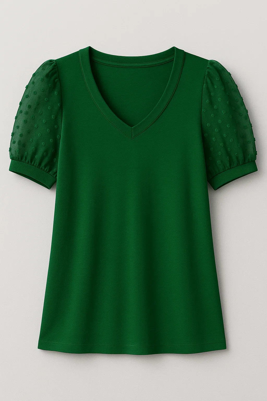 T-shirt a maniche a sbuffo e scollo a V Cotone - Verde - cotone maniche puff sleeves sbuffo scollo shirt T-shirts v-neck tshirt women's top clothes - Concept Palermo