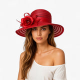 Elegante Dames Zonnehoed van Organza, Brede Rand met UV-bescherming  