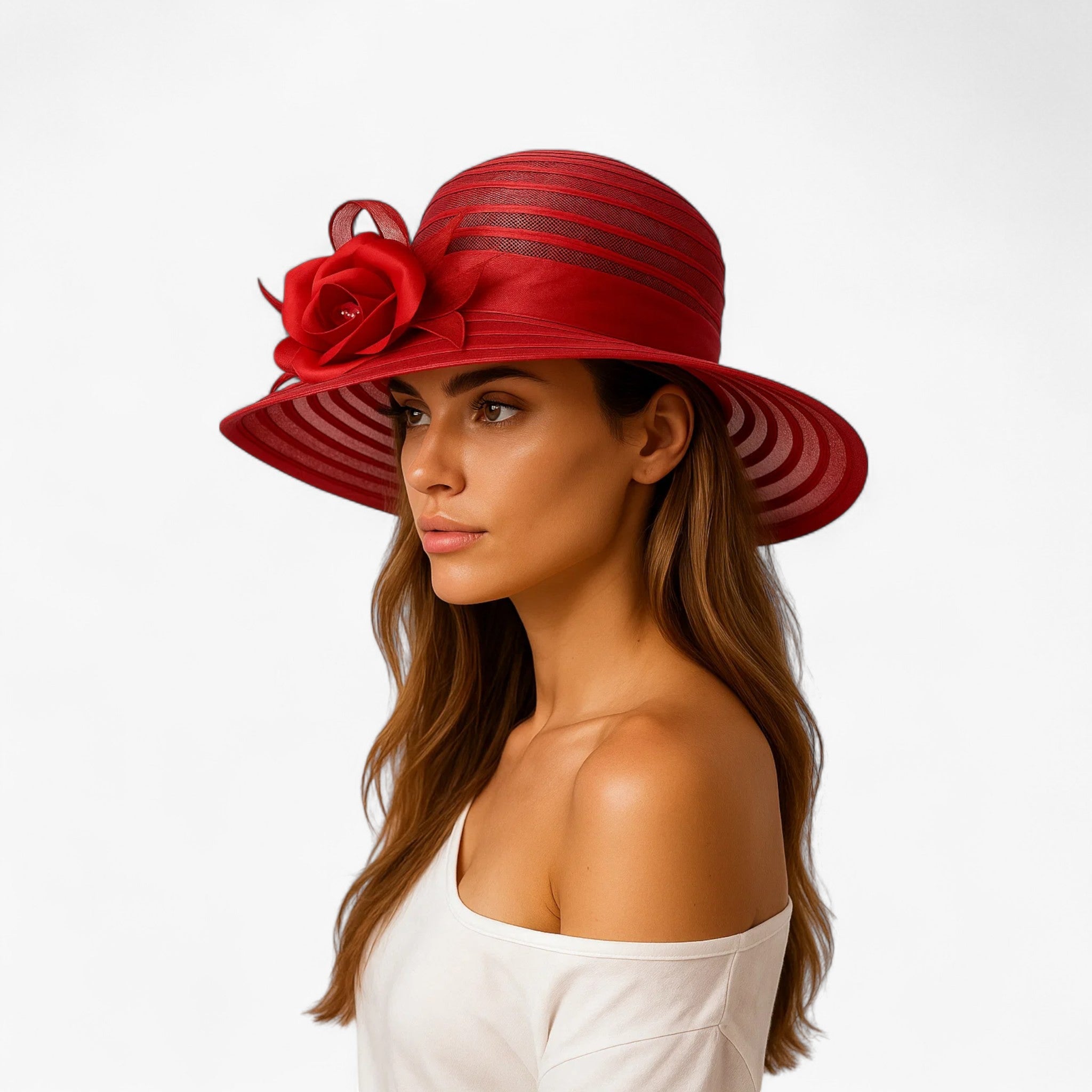 Cappello da sole in organza da donna - protezione solare - - cappello cappello sole donna hat organza protezione solare sole Spring and Summer summer Sun Hats white WOMEN women's hat womens fashion - Concept Palermo