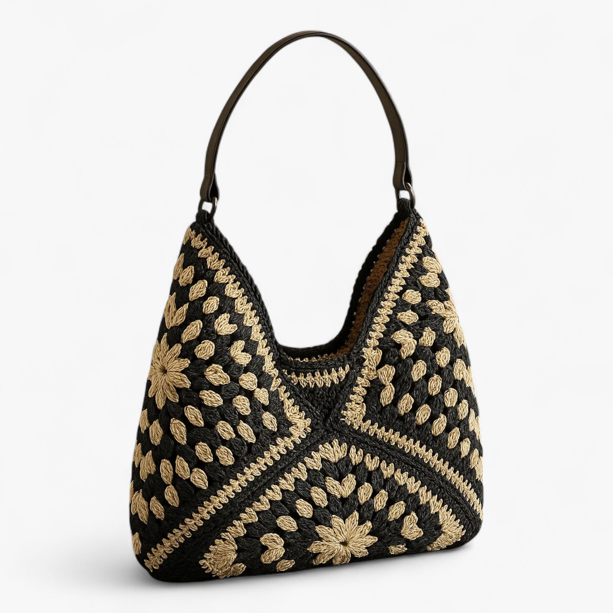 Borsa Donna Grande Beige Paglia Elegante con Manici Similpelle - Estiva a Spalla - nero 36x2x31cm - borsa borsa paglia elena | borsa in paglia intrecciata - €25 intrecciata paglia - Concept Palermo