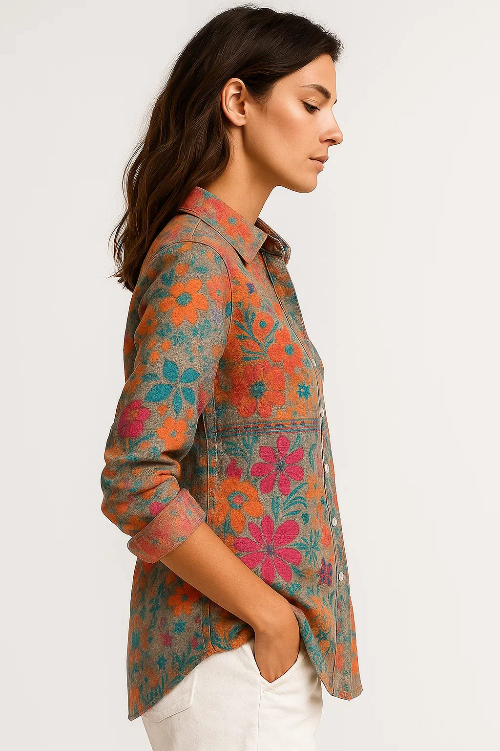 Camicia Donna Bohémien Leggera Floreale Colorata con Bottoni Estiva - - bohémien bottoni camicia camicia bohémien casual polo colorata leggera longsleeve polo polo polo shirt for women women's top clothes - Concept Palermo