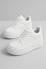 Witte Dames Sneakers Platte Sneakers van Synthetisch Materiaal
