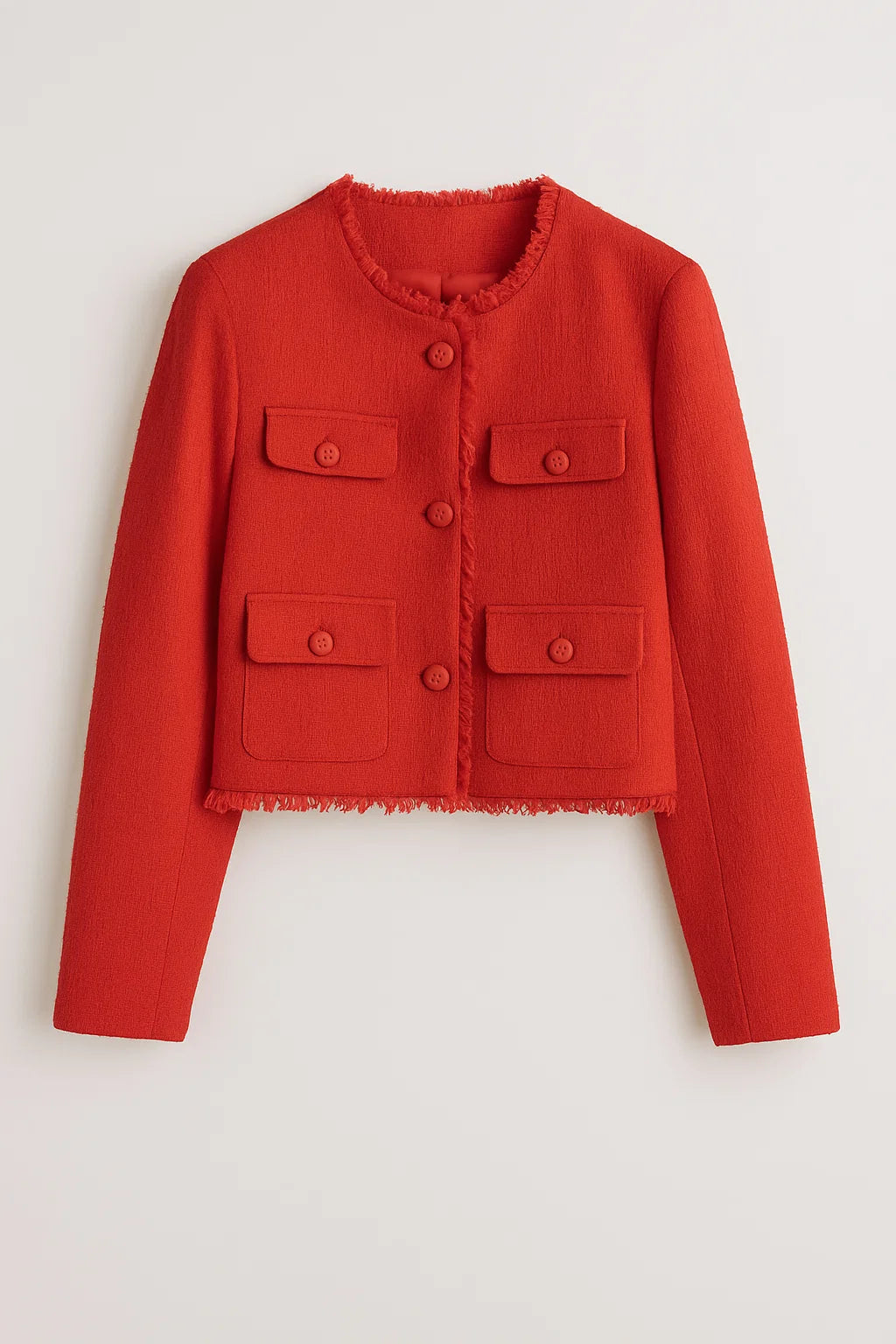 Giacca Corta Donna in Tweed Elegante per Autunno/Inverno - Rosso - autunno corta cotton jacket fur jacket giacca giacca corta jacket Jacket women Jackets & Coats leather jacket struttura tweed Winter jacket women women's coats & jackets - Concept Palermo
