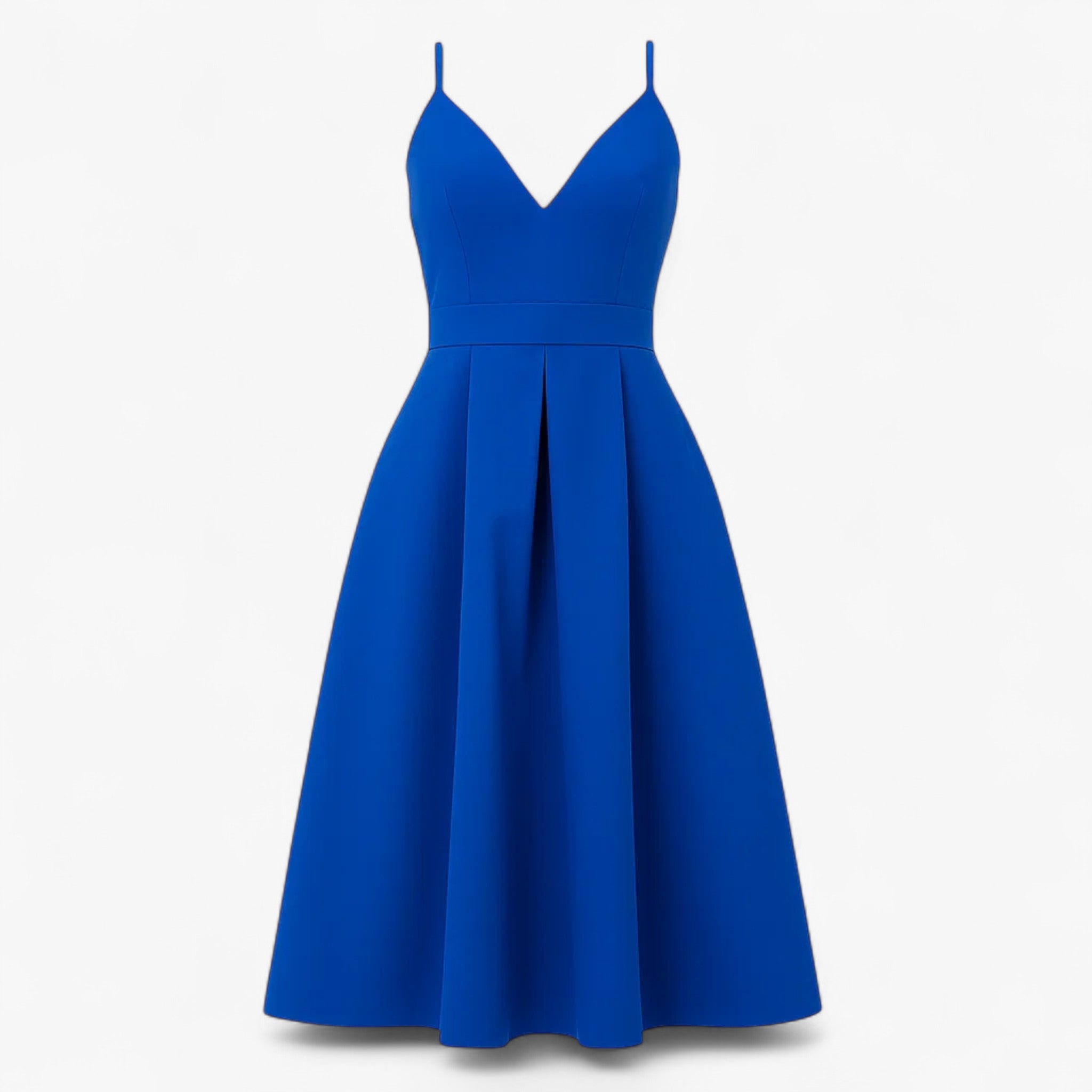 Abito Lungo con Scollo a V Donna - Blu Royal - abito abito con spacco abito in raso abito lungo abito scollo abito scollo a V abito senza maniche abito sexy donna dresses elegante abito fashion abito donna scollo vestito da cerimonia vestito per occasioni speciali - Concept Palermo