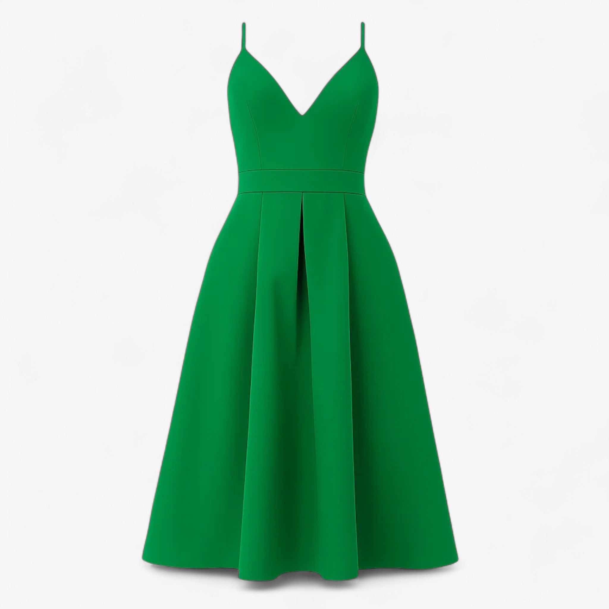 Abito Lungo con Scollo a V Donna - Verde - abito abito con spacco abito in raso abito lungo abito scollo abito scollo a V abito senza maniche abito sexy donna dresses elegante abito fashion abito donna scollo vestito da cerimonia vestito per occasioni speciali - Concept Palermo