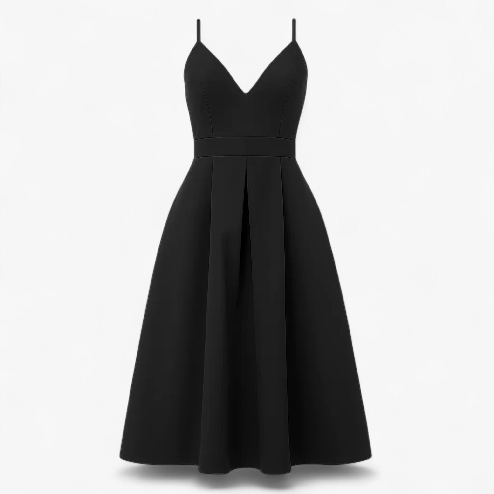 Abito Lungo con Scollo a V Donna - Nero - abito abito con spacco abito in raso abito lungo abito scollo abito scollo a V abito senza maniche abito sexy donna dresses elegante abito fashion abito donna scollo vestito da cerimonia vestito per occasioni speciali - Concept Palermo