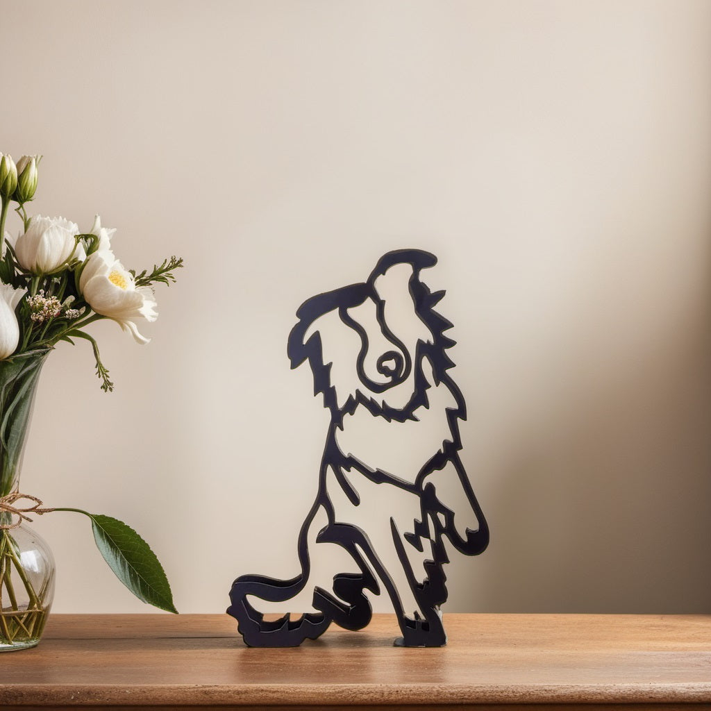 Scultura Astratta Moderna Cane Uomo in Resina, Statua Decorativa Design Unico per Interni - Pastore australiano - astratte cani home & garden sculture sculture astratte showvariant uomo - Concept Palermo