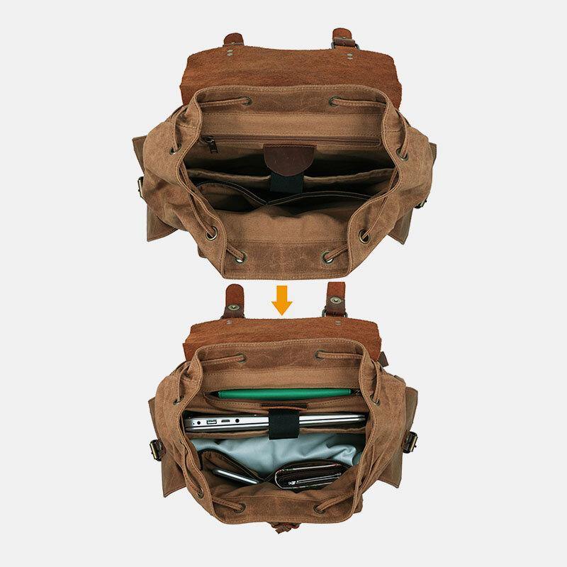 Zaino per laptop RetroRider in tela e pelle - - Backpacks bags laptop pelle retrorider tela zaino zaino laptop - Concept Palermo