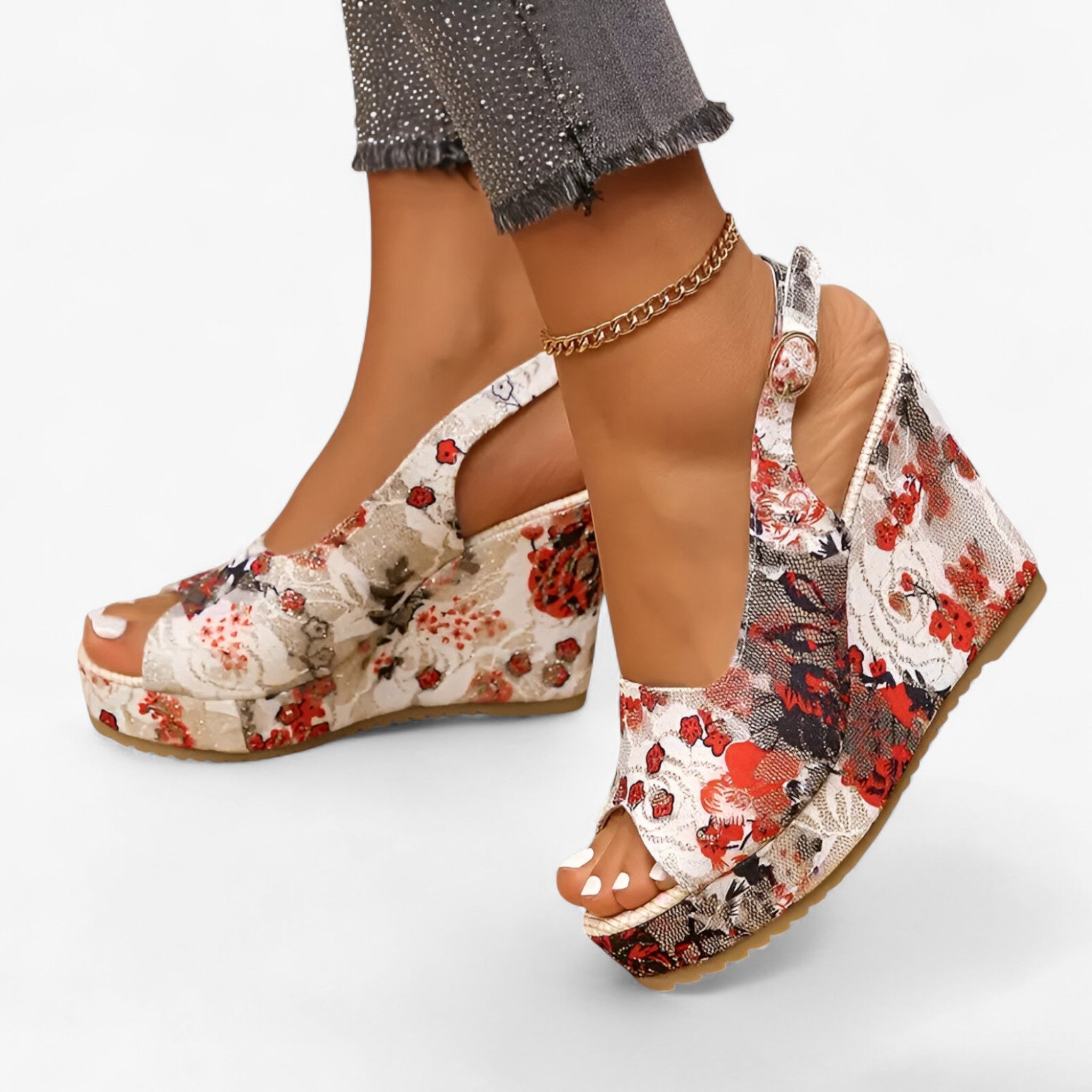 Sandali Fioriti Donna Comodi ed Eleganti in Pelle Sintetica