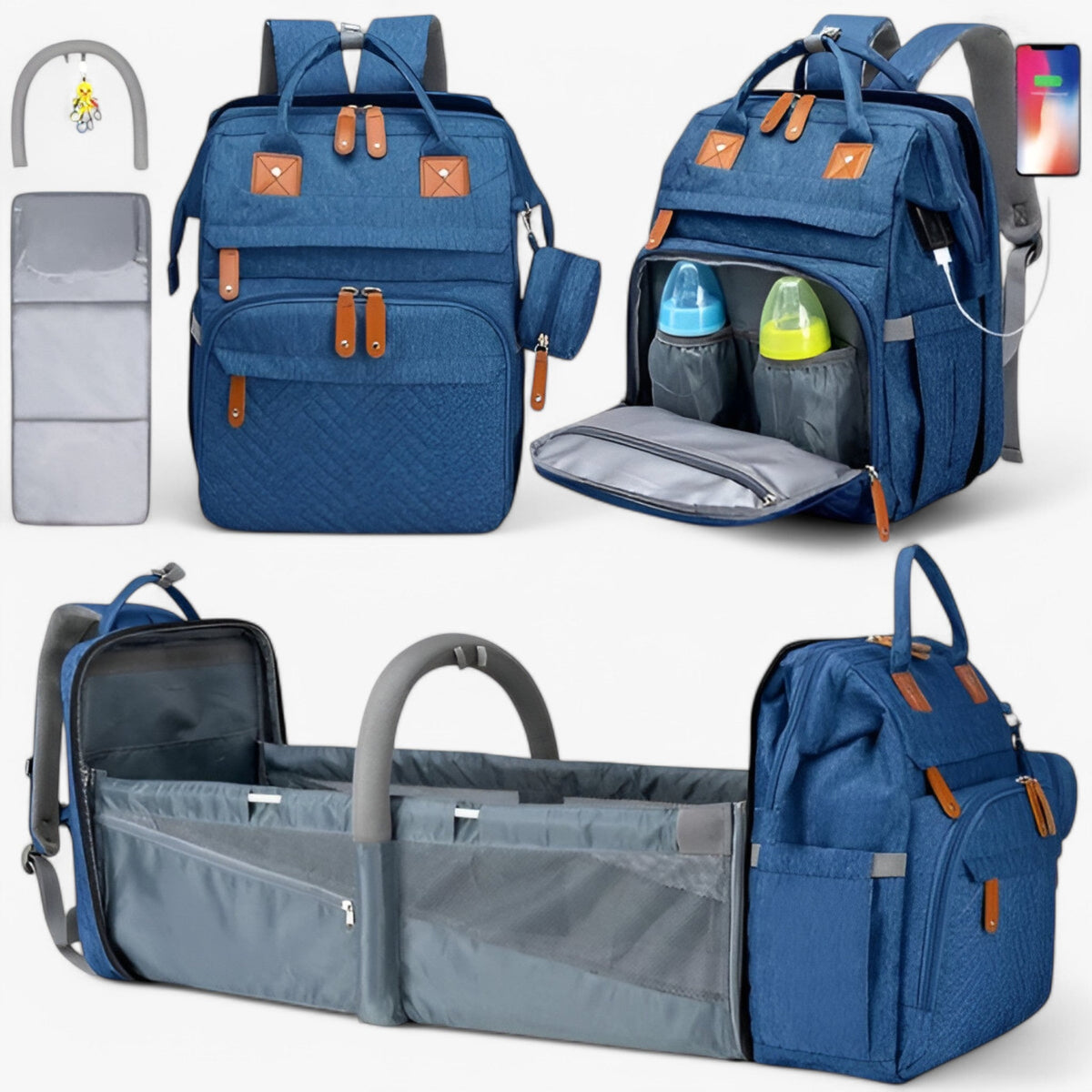 Zaino per bambini con fasciatoio - Alta Qualita, Consegna Rapida - Blu Scuro - Backpacks Bags Unisex - Concept Palermo