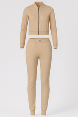 Dames sportoutfit voor vrije tijd met ritsjack en joggerbroek
