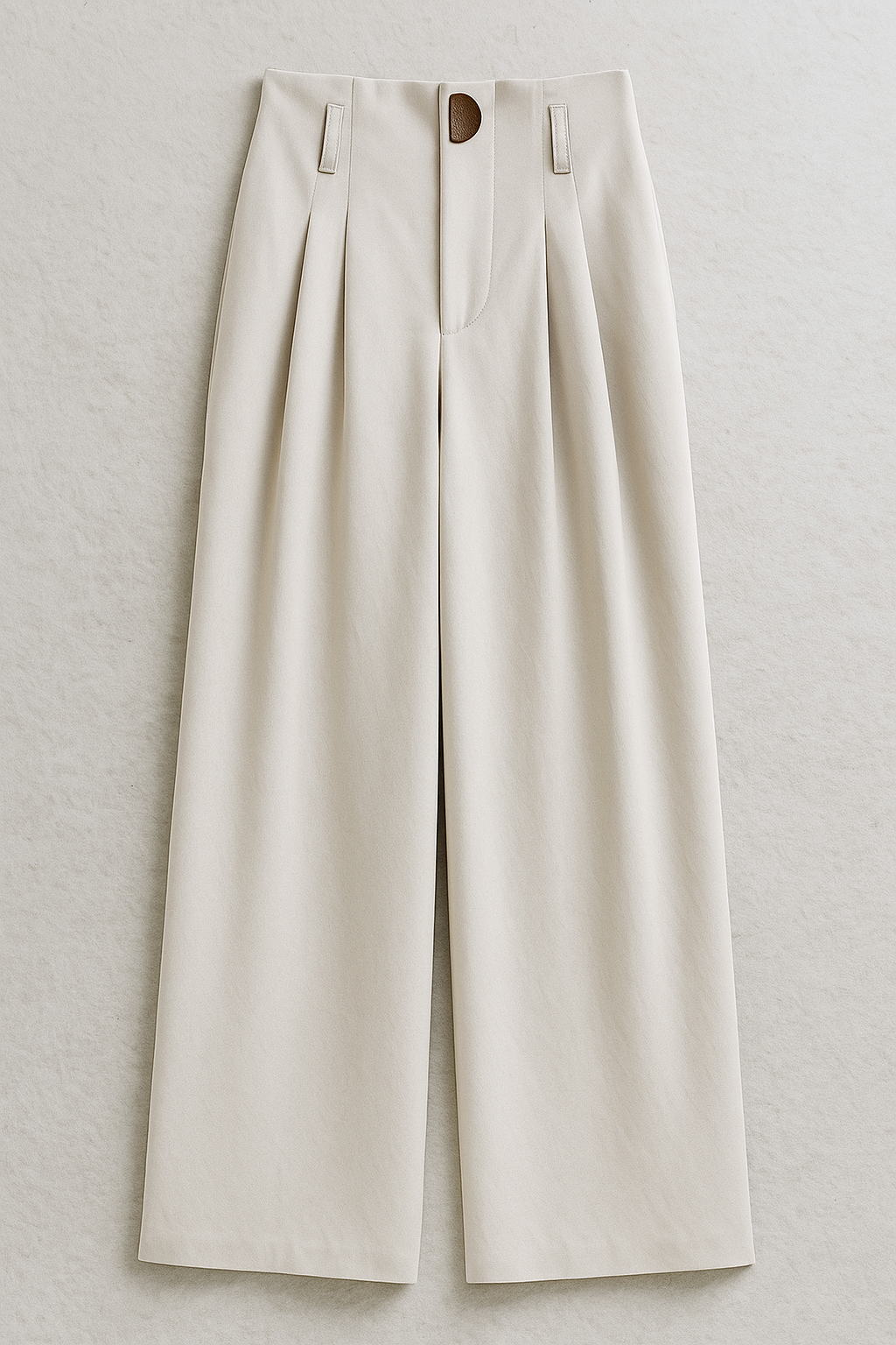 Pantaloni femminili a vita alta con pieghe Lana - Beige - alta fashion femminili lana modern women's fashion pantaloni pantaloni femminili pants pieghe vita WOMEN womens fashion - Concept Palermo