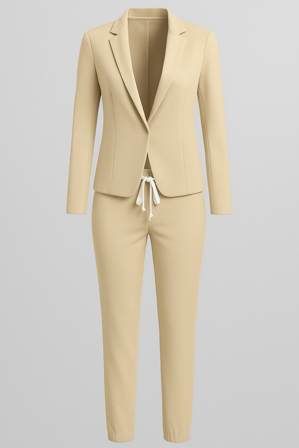 Completo Blazer e Pantaloni Jogger Elegante da Donna - Beige - amelie | set da donna blazer con pantaloni jogger - € blazer donna donna blazer fashion jogger pantaloni Pants women set blazer women - Concept Palermo