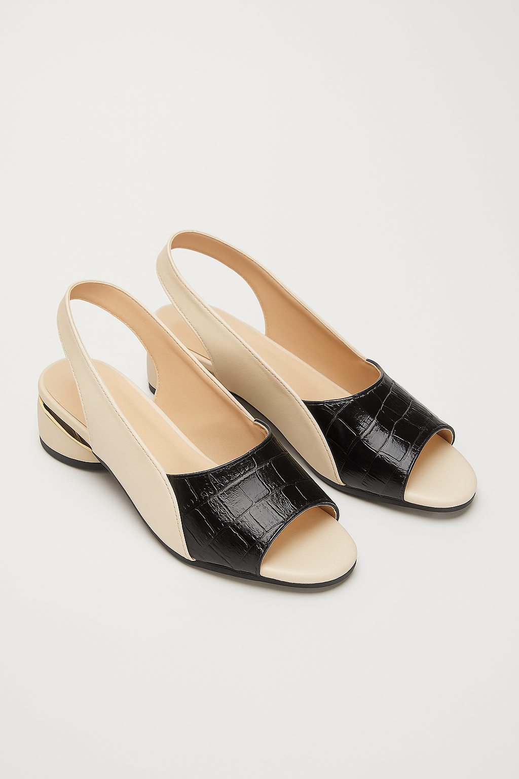 Sandali Donna Slingback in Vera Pelle Pitone, Tacco Blocco Medio Elegante - Nero - blocco Frauen Absätze Gifts for women motivo rettile sandali sandali slingback sandals shoes for women slingback tacco women Womens womens fashion - Concept Palermo
