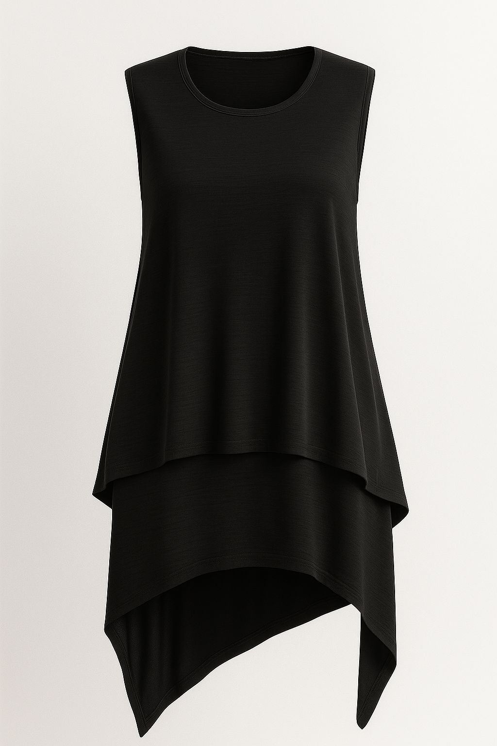 Top Donna Asimmetrico Fluido Nero Elegante Senza Maniche S-XL - Nero - asimmetrica fluida maniche maniche asimmetrica women's top clothes - Concept Palermo