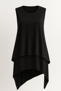 Top Donna Asimétrico Fluido Negro Elegante Sin Mangas S-XL