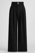 Pantalones femeninos de talle alto con pliegues Lana
