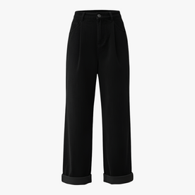 Pantaloni Donna Vintage Vita Alta - Nero - abbigliamento casual alta donna Linen pantaloni pantaloni alta vita pantaloni cinque tasche pantaloni donna pantaloni eleganti pantaloni in corda pants stile versatile vintage vita Women - Concept Palermo