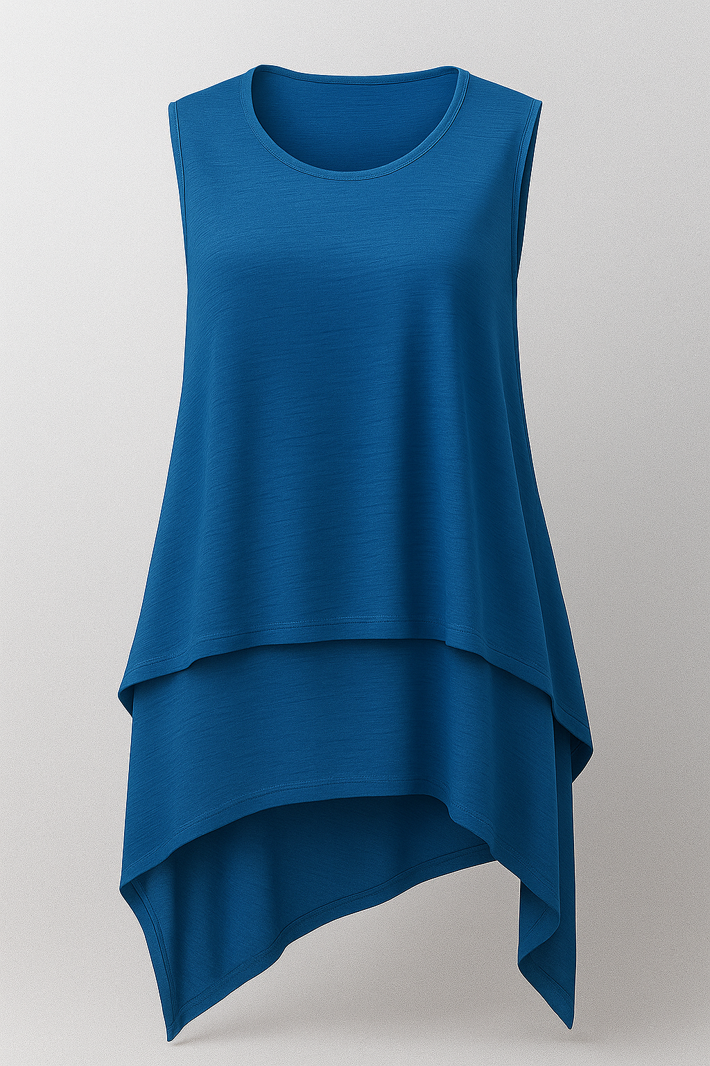 Top Donna Asimmetrico Fluido Nero Elegante Senza Maniche S-XL - Blu - asimmetrica fluida maniche maniche asimmetrica women's top clothes - Concept Palermo