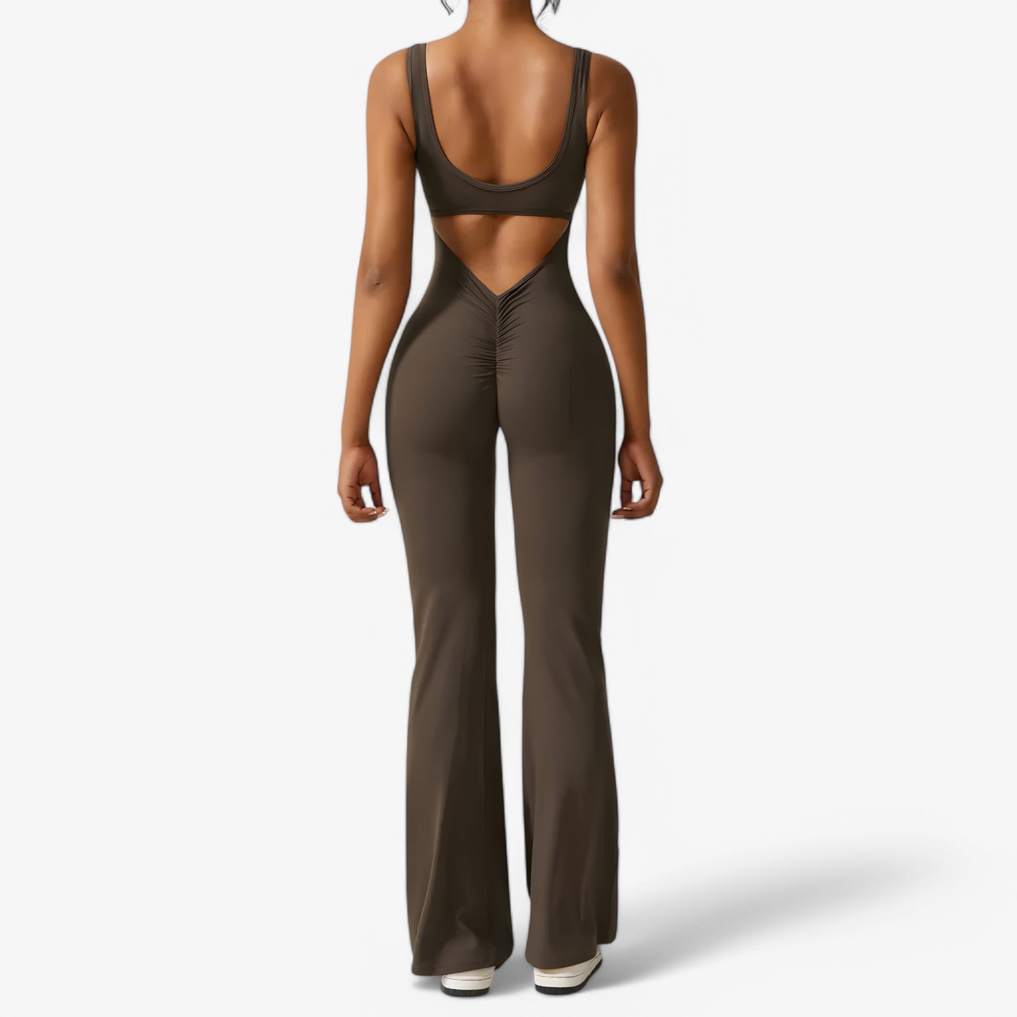 Jumpsuit Elegante Nera con Scollo a V Profondo da Donna - Caffè - Bestsellers Dames jumpsuit Kleding one-pieces scollo udligende - Concept Palermo