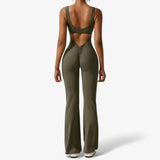 Elegante zwarte jumpsuit met diepe V-hals voor dames
