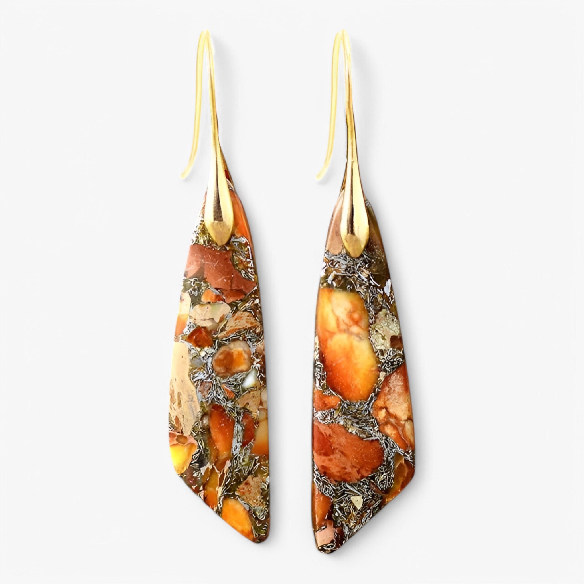 Orecchino geometrico con pietre preziose boeme Donna - Arancia - boeme donna EARRINGS Earrings for Women Girls geometrico jewelry New Fashion Earrings orecchino orecchino geometrico pietre preziose - Concept Palermo