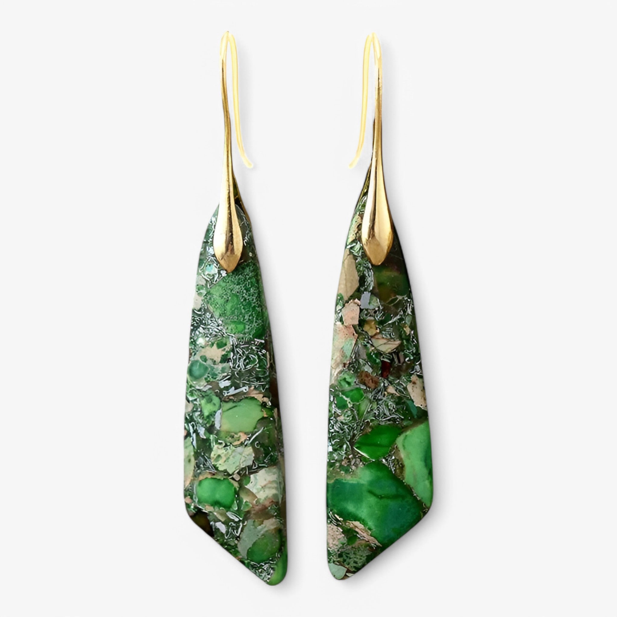 Orecchino geometrico con pietre preziose boeme Donna - Verde - boeme donna EARRINGS Earrings for Women Girls geometrico jewelry New Fashion Earrings orecchino orecchino geometrico pietre preziose - Concept Palermo