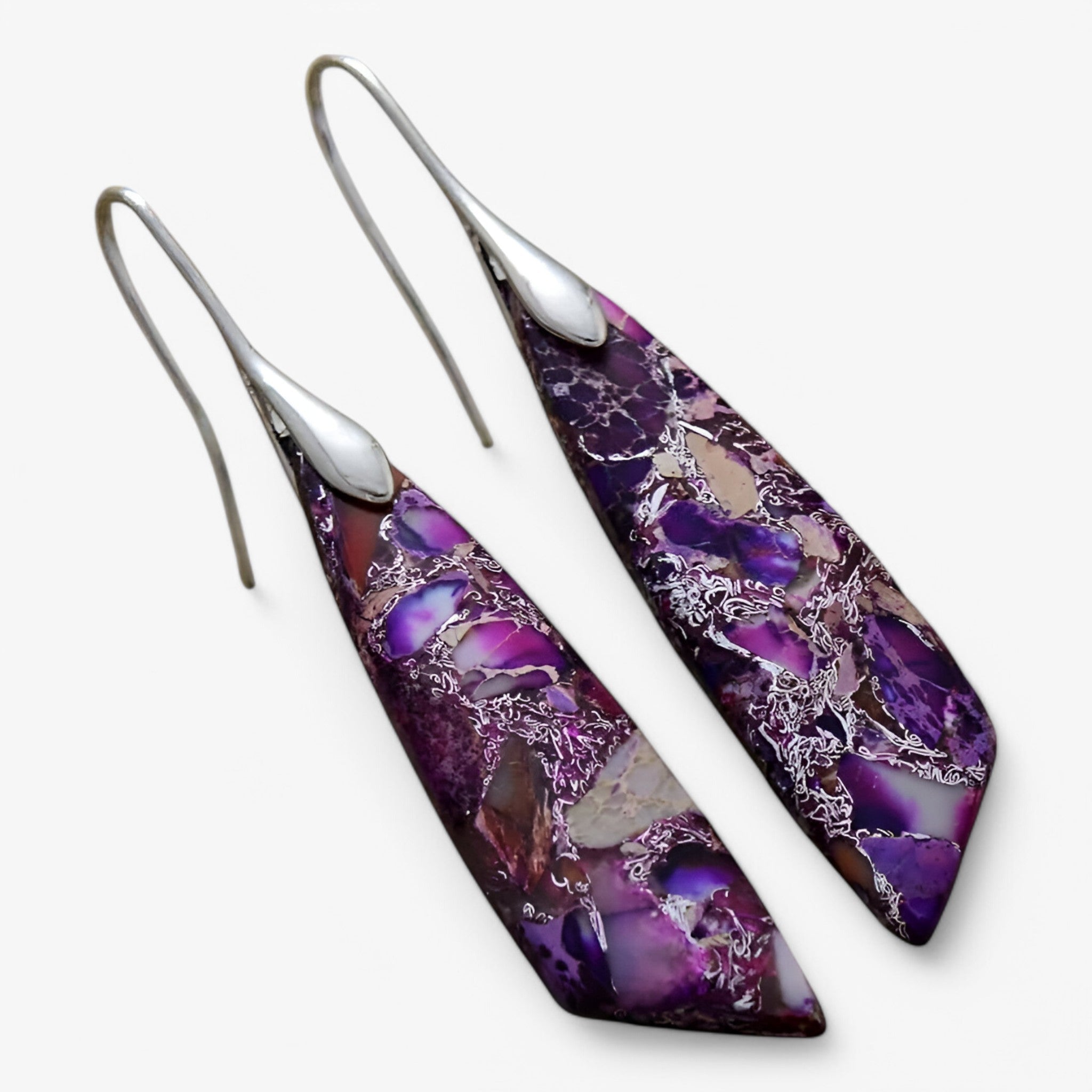 Orecchino geometrico con pietre preziose boeme Donna - Viola - boeme donna EARRINGS Earrings for Women Girls geometrico jewelry New Fashion Earrings orecchino orecchino geometrico pietre preziose - Concept Palermo