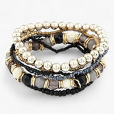 Dames armband 925 zilver meerlagig boho met gekleurde kralen en verstelbare charms
