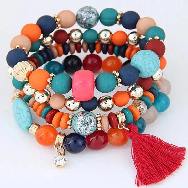 Bracciale Donna Boho Multistrato con Perline e Charms Regolabile - Colorato - avvolgenti bohemien bracciali bracciali avvolgenti BRACELET FOR WOMEN BRACELETS bracelets for women charme donna jewelry perline - Concept Palermo