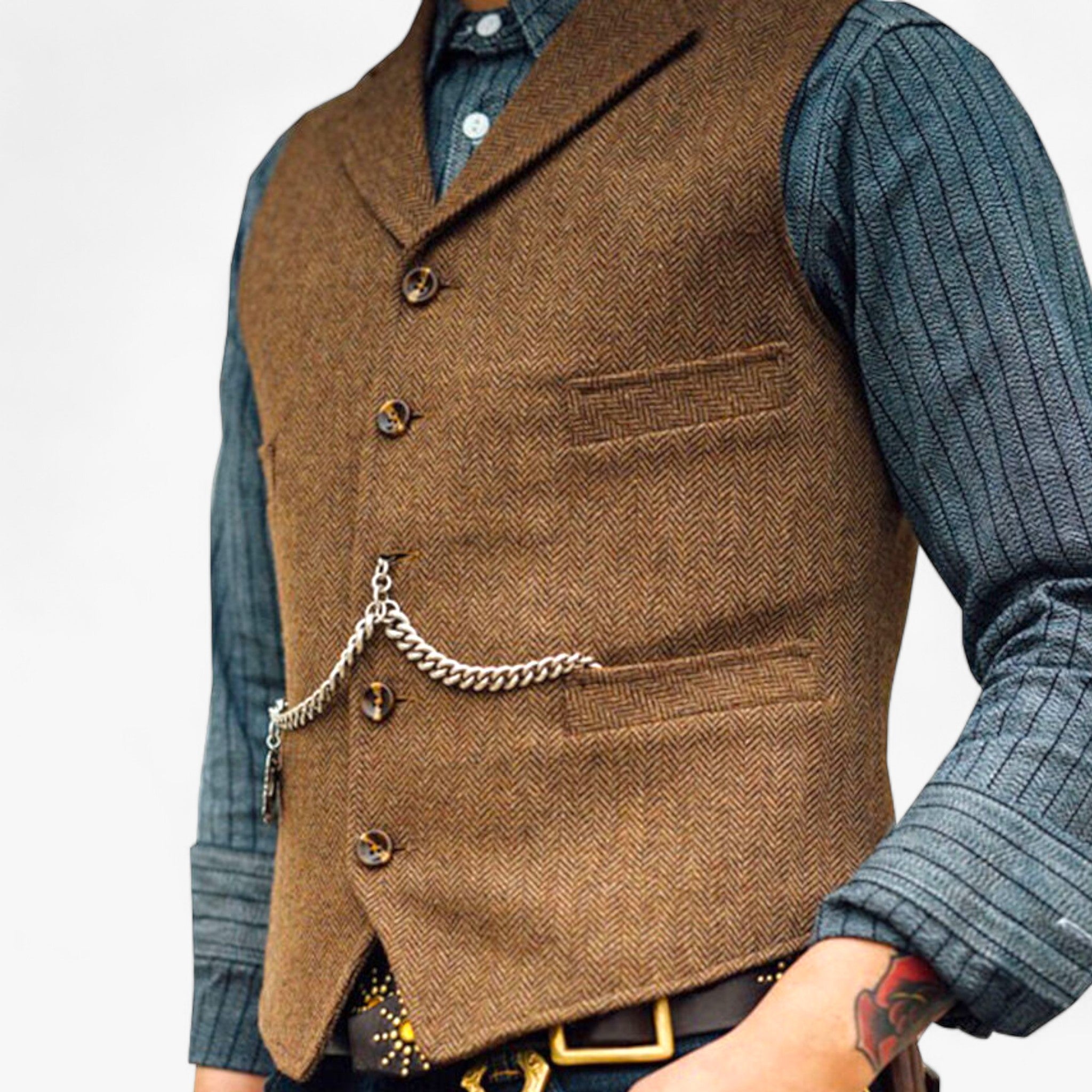 Gilet business in ottone - Eleganza senza tempo Lana Uomo - Marrone - business eleganza gilet gilet business lana men's coats & jackets ottone tempo - Concept Palermo