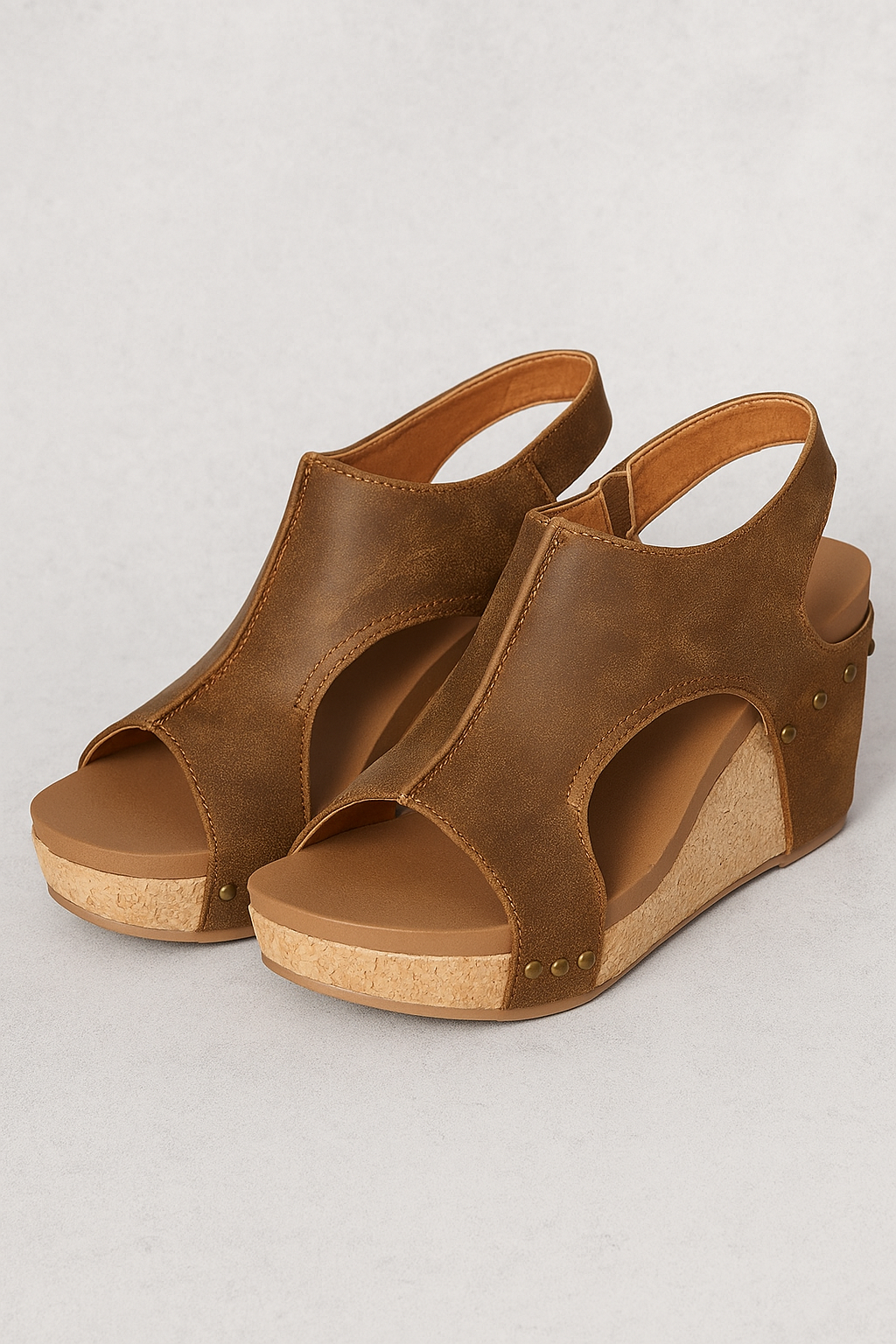 Sandalo con tacco a fascia per donne in camoscio con suola in sughero - Marrone - camoscio donne fascia Fashion & Casual sandalo sandalo tacco Sandals sughero suola - Concept Palermo