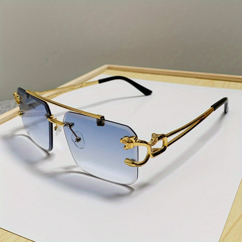 Occhiali da Sole Uomo Quadrati Oro Senza Montatura, Eleganti e alla Moda - Blu - alla Fashion Sunglasses moda montatura occhiali paio paio occhiali quadrati sole Sunglasses - Concept Palermo