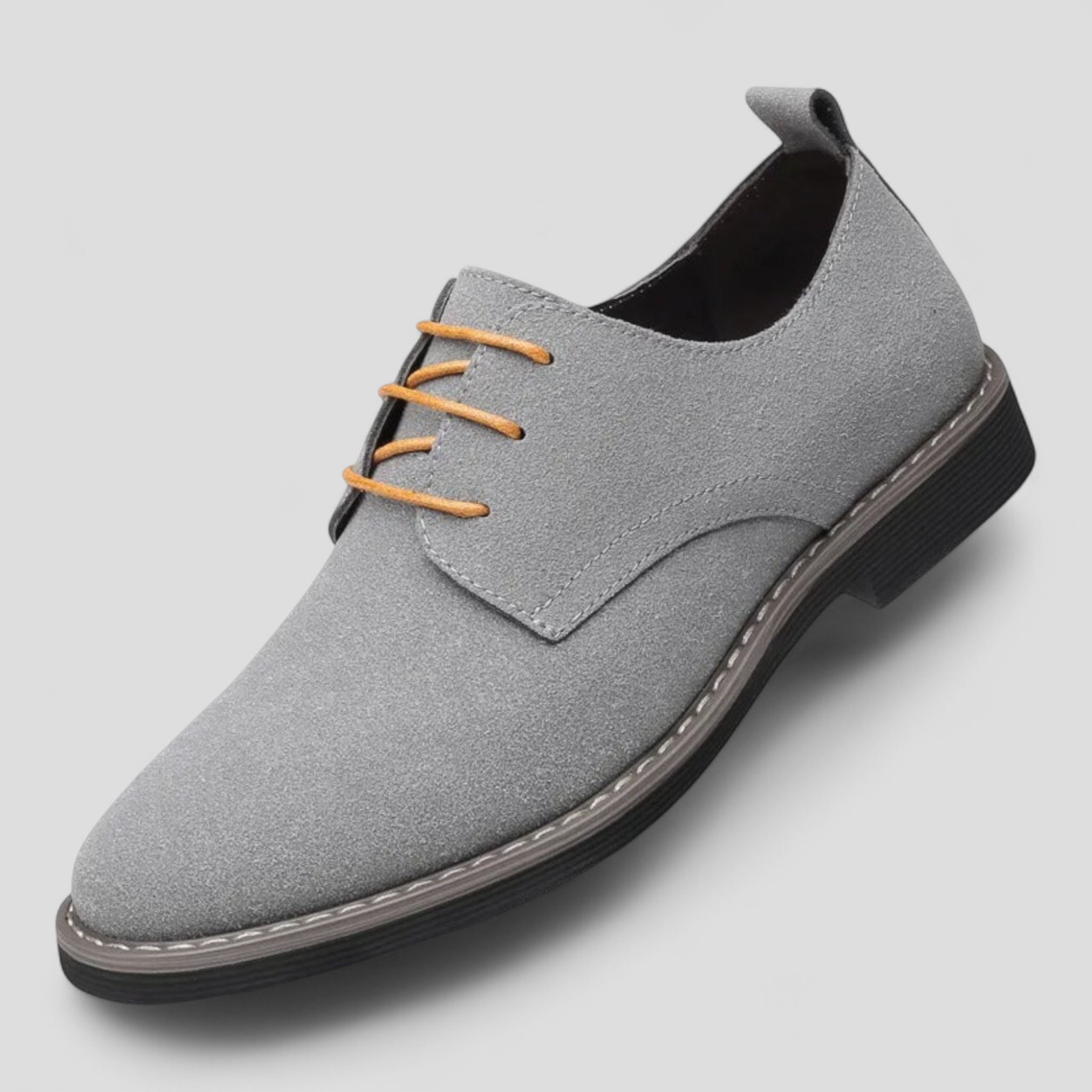Scarpe Stringate Uomo in Vera Pelle Scamosciata Eleganti Casual - Grigio - Men's Shoes pelle scamosciata scarpe scarpe stringate shoes stringate uomo - Concept Palermo