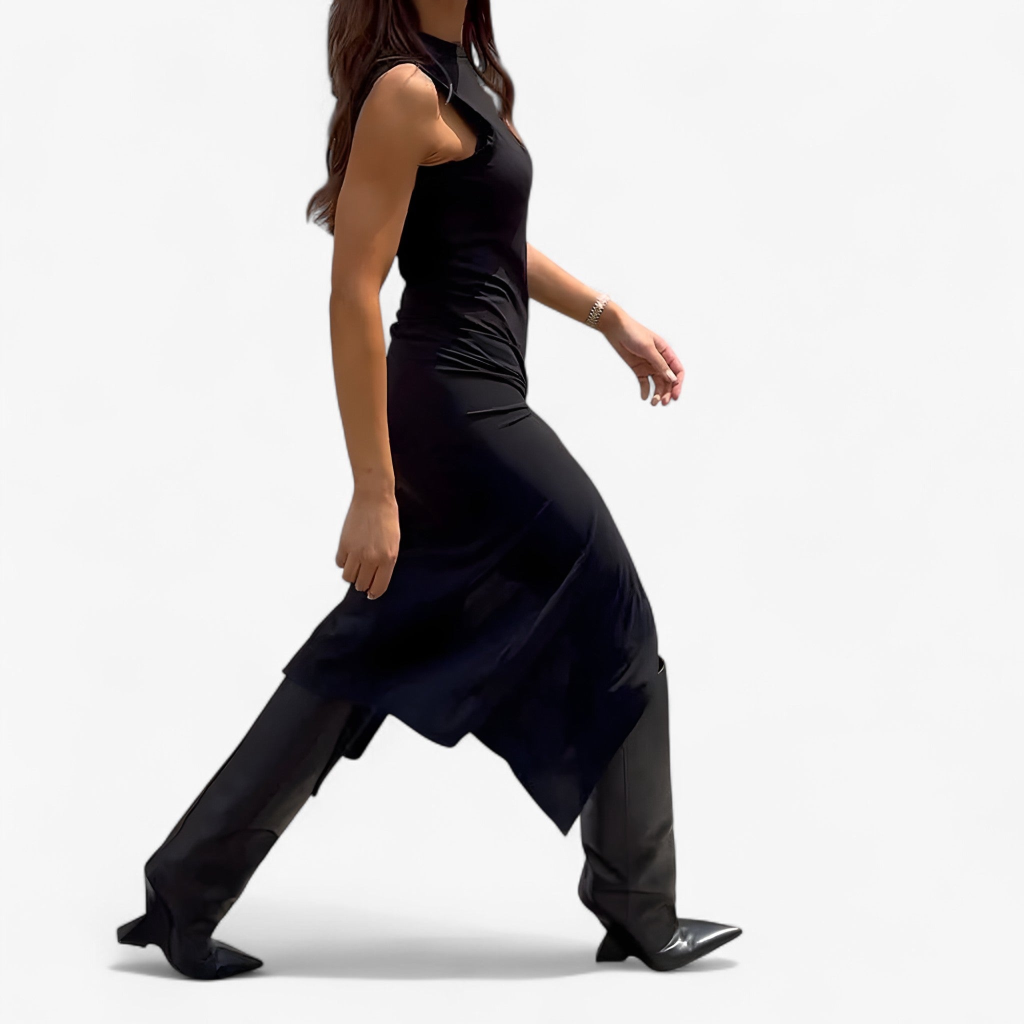 Abito lungo senza maniche Pelle Donna - - abito abito maniche donna dresses maniche pelle - Concept Palermo