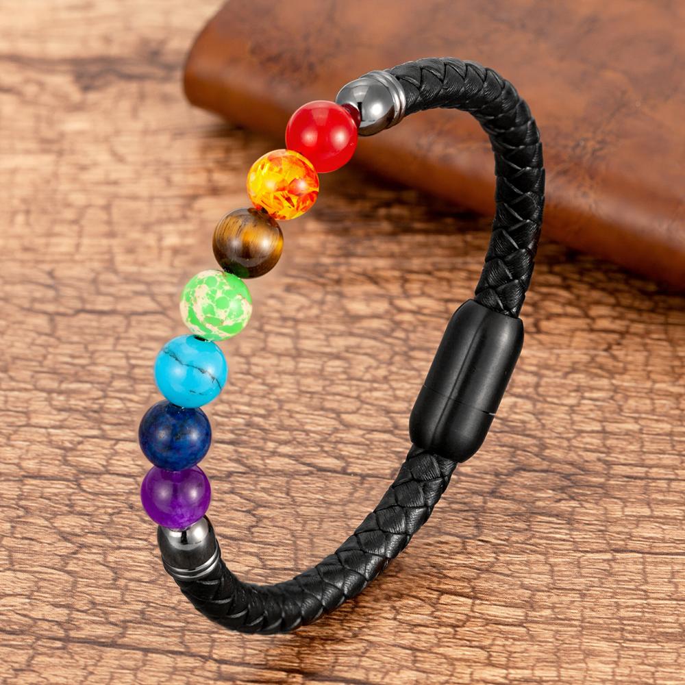 Bracciale 7 Chakra in Pietre Naturali, Cristalli per Equilibrio Energetico Uomo/Donna - Separare Nero - BRACELETS chakra equilibrio jewelry mantieni mantieni tuoi mens bracelet tuoi - Concept Palermo