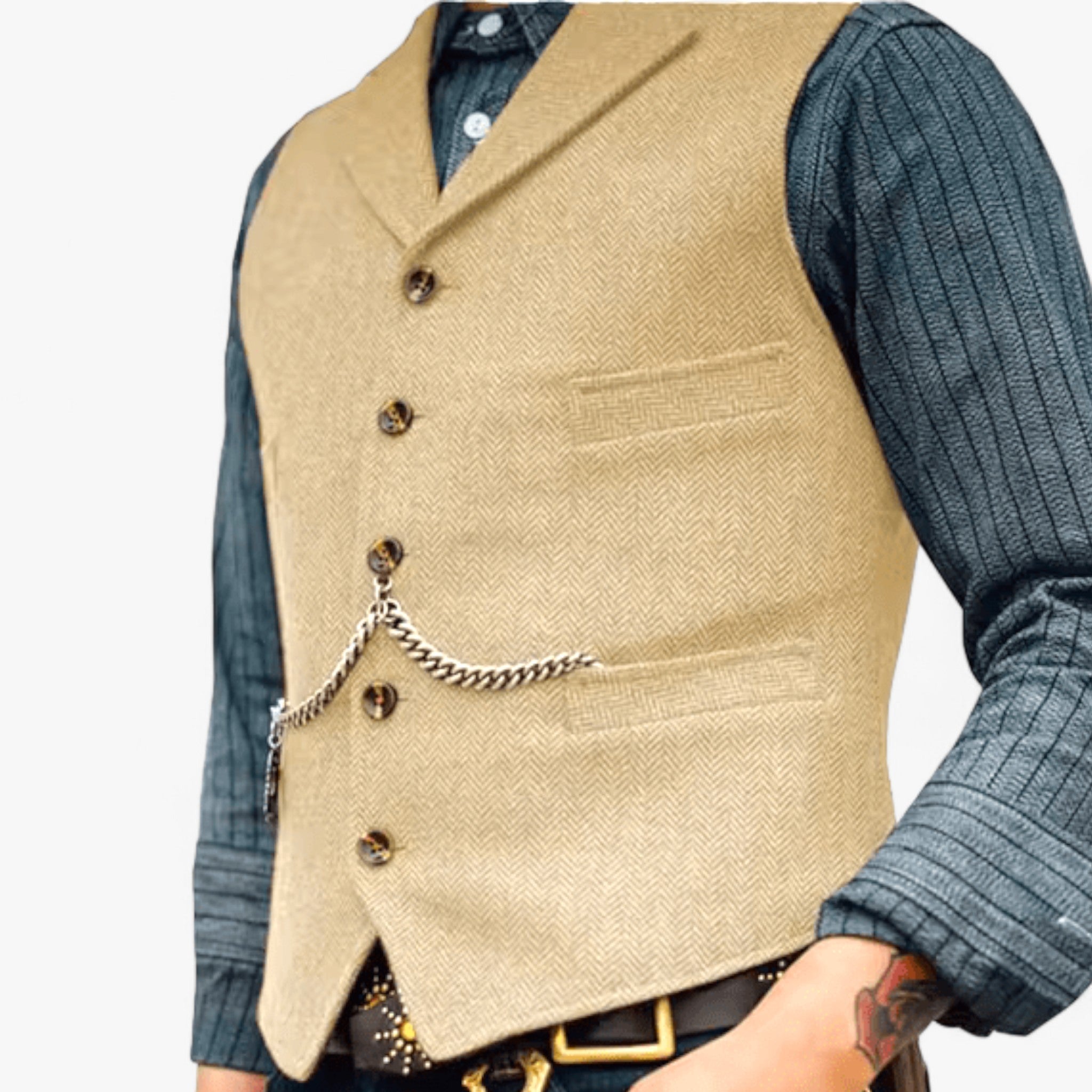 Gilet business in ottone - Eleganza senza tempo Lana Uomo - Champagne - business eleganza gilet gilet business lana men's coats & jackets ottone tempo - Concept Palermo
