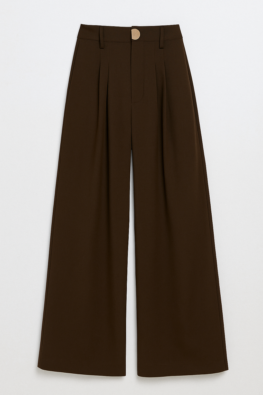 Pantaloni femminili a vita alta con pieghe Lana - Caffè - alta fashion femminili lana modern women's fashion pantaloni pantaloni femminili pants pieghe vita WOMEN womens fashion - Concept Palermo