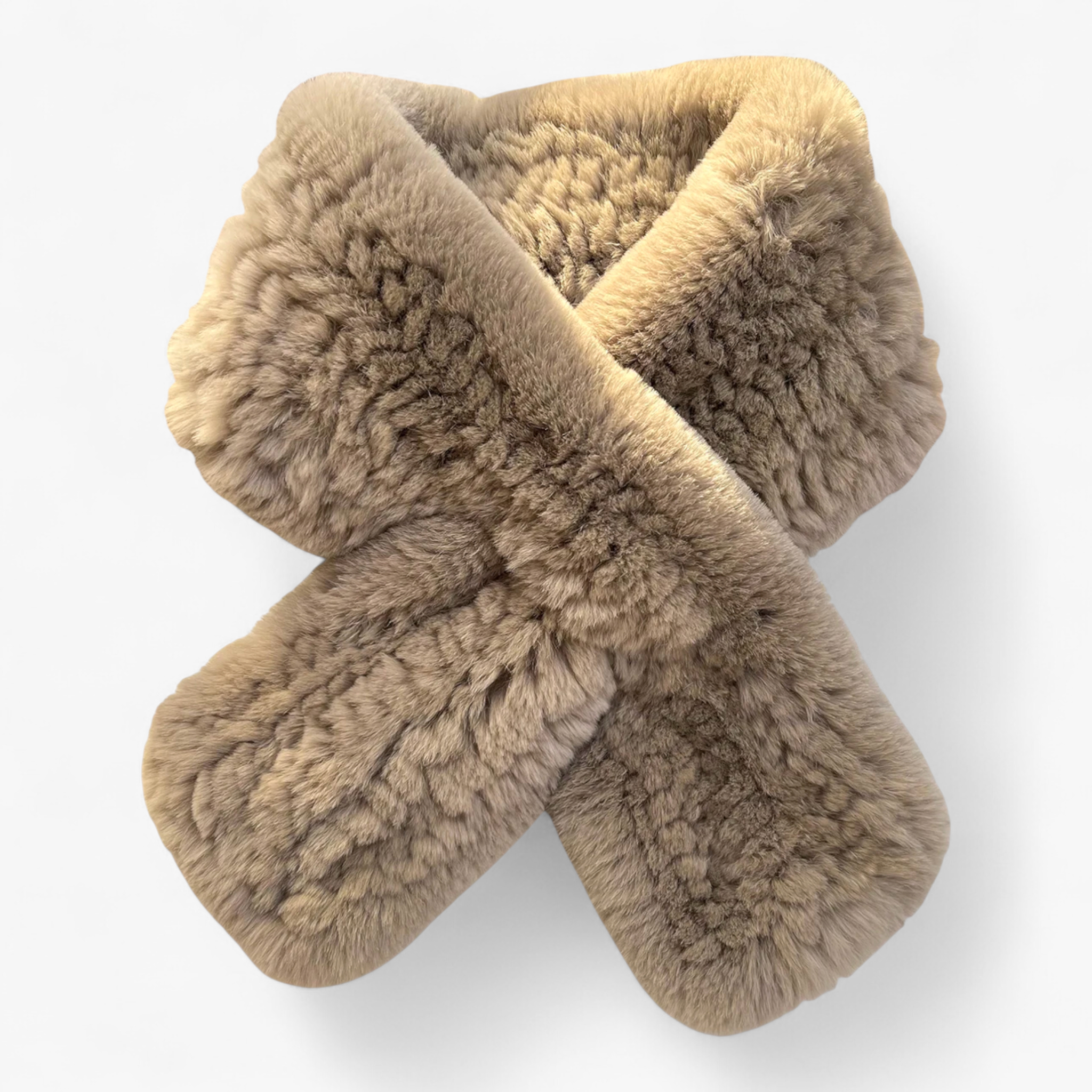 Sciarpa di Pelliccia per Donne - Caffè Lunghezza 88cm - accessorio elegante donne moda invernale pelliccia pelliccia di coniglio rex sciarpa sciarpa calda sciarpa corta sciarpa di lusso sciarpa di pelliccia sciarpa invernale sciarpa naturale sciarpa pelliccia sciarpe - Concept Palermo